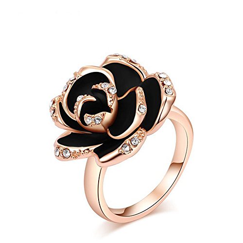 You are currently viewing Winter.Z Noble and Elegant Ladies Jewelry Popular Explosion Models Austria Crystal Rose Gold Black Rose Ring Wedding