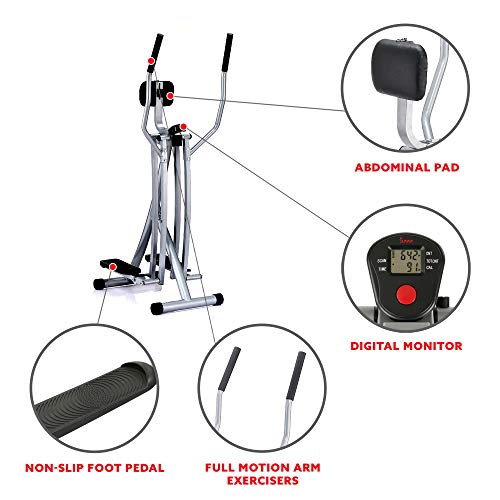 Read more about the article Sunny Health & Fitness SF-E902 Air Walk Trainer Elliptical Machine Glider w/ LCD Monitor, 220 LB Max Weight and 45 Inch Stride, Black/Gray