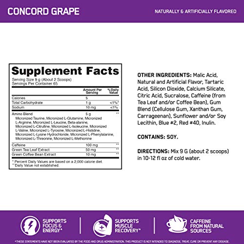 Read more about the article Optimum Nutrition Amino Energy – Pre Workout with Green Tea, BCAA, Amino Acids, Keto Friendly, Green Coffee Extract, Energy Powder – Concord Grape, 65 Servings