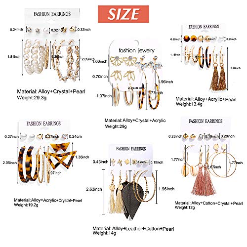 You are currently viewing 36 Pairs Fashion Tassel Earrings Set for Women Girls Bohemian Acrylic Hoop Stud Drop Dangle Earring Leather Leaf Earrings for Birthday/Party/Christmas/Friendship Gifts