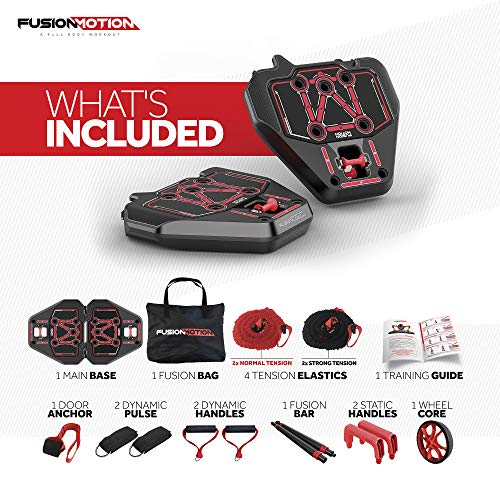 You are currently viewing Fusion Motion Portable Gym with 8 Accessories Including Heavy Resistance Bands, Tricep Bar, Ab Roller Wheel, Pulleys and More – Full Body Workout Home Exercise Equipment to Build Muscle and Burn Fat