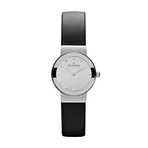 You are currently viewing Skagen Women’s White Label Stainless Steel Analog-Quartz Watch with Leather Calfskin Strap, Black, 12 (Model: 358XSSLBC)