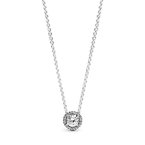 You are currently viewing Pandora Jewelry – Round Sparkle Halo Necklace in Sterling Silver with Clear Cubic Zirconia, 17.7 IN / 45 CM