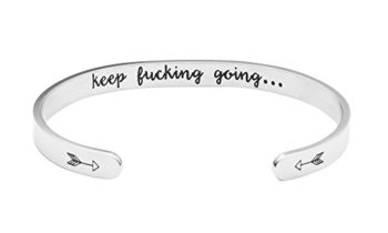 Read more about the article Inspirational Bracelets Funny Gift for Her Friend Encouragement Jewelry Personalized Mantra Cuff Bangle Engraved Keep Funking Going Bracelets