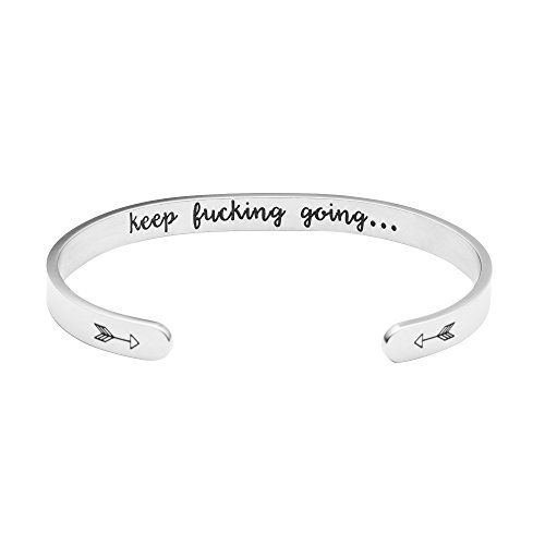 Read more about the article Inspirational Bracelets Funny Gift for Her Friend Encouragement Jewelry Personalized Mantra Cuff Bangle Engraved Keep Funking Going Bracelets