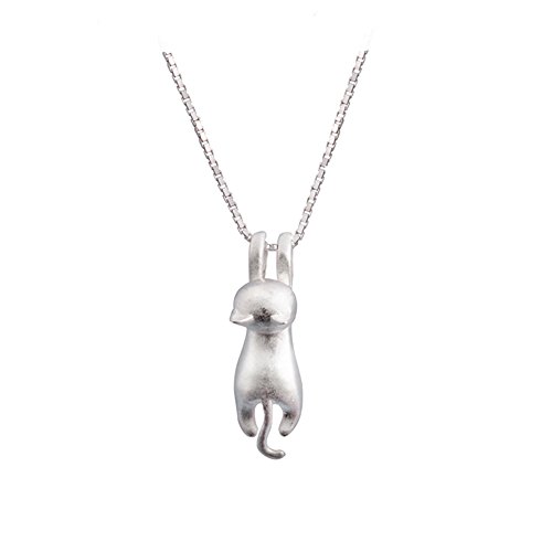 Read more about the article S.Leaf S925 Sterling Silver Cat Necklace Matte Silver Cat Pendant Collarbone Necklace