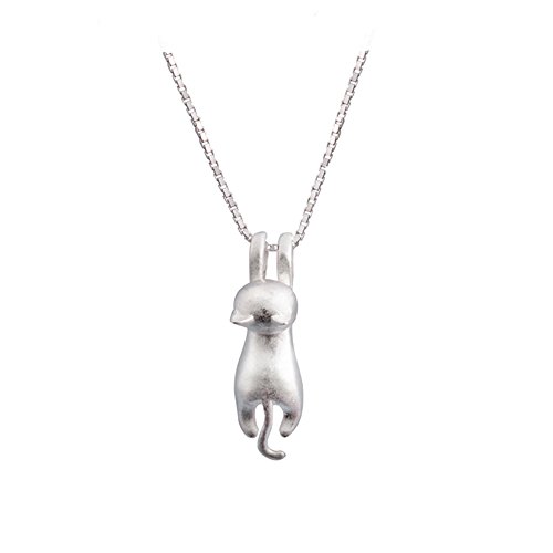 You are currently viewing S.Leaf S925 Sterling Silver Cat Necklace Matte Silver Cat Pendant Collarbone Necklace