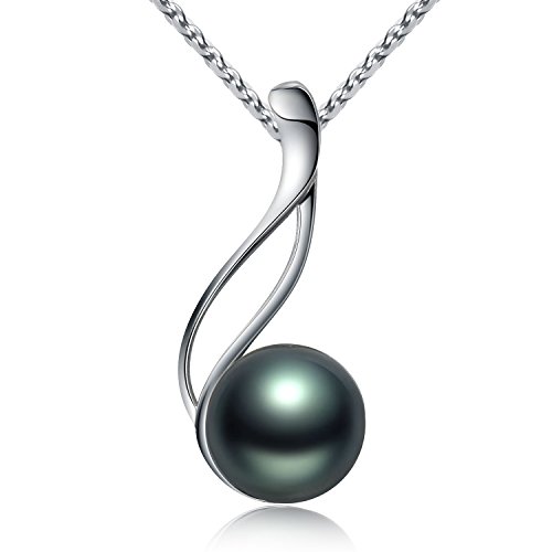 You are currently viewing VIKI LYNN Tahitian Cultured Black Pearl Pendant Necklace 9-10mm Round Sterling Silver for Women