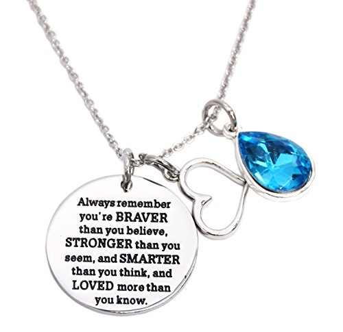 You are currently viewing You Are Braver Than You Believe Awareness Necklace Birthstone Graduation Gift Best Friend Encouragement Gifts …