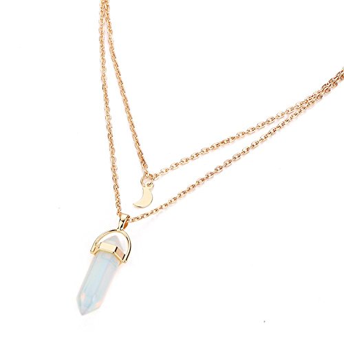 You are currently viewing Jewelry Gemstone Rock Natural Crystal Quartz Healing Point Chakra Stone Gold-plated Choker Pendant Necklace (White)