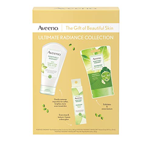 You are currently viewing Aveeno Ultimate Radiance Collection Skincare Gift Set with Brightening Daily Face Scrub, Peel-Off Face Mask, and Infusion Drops, Evens Skin Tone for Softer, and Glowing Skin, 3 items