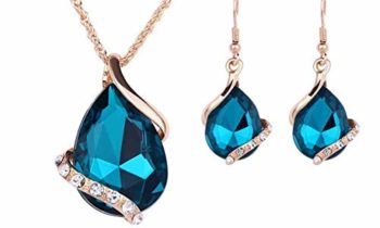 Read more about the article JAGENIE Waterdrop Design Rhinestone Pendant Necklace Hook Earrings Chic Lady Jewelry Set