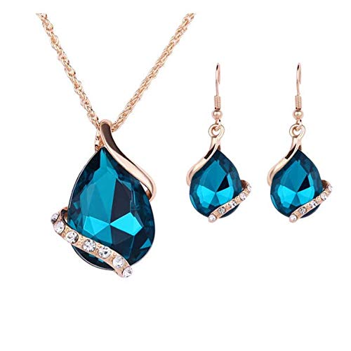 Read more about the article JAGENIE Waterdrop Design Rhinestone Pendant Necklace Hook Earrings Chic Lady Jewelry Set