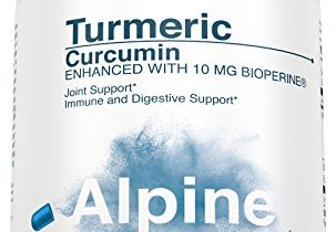 Read more about the article Alpine Nutrition Turmeric Curcumin 1500mg with BioPerine 95% Standardized Curcuminoids 180 Count Non-GMO Certified Organic Vegan Capsules for Joint & Immune Support