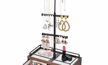 Read more about the article Keebofly Jewelry Organizer Metal & Wood Basic Storage Box – 3 Tier Jewelry Stand for Necklaces Bracelet Earrings Ring Walnut