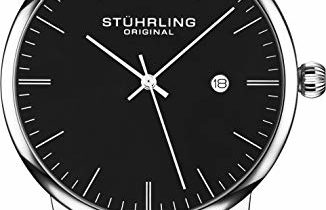 Read more about the article Stuhrling Original Mens Watch Calfskin Leather Strap – Dress + Casual Design – Analog Watch Dial with Date, 3997Z Watches for Men Collection (Black Silver)