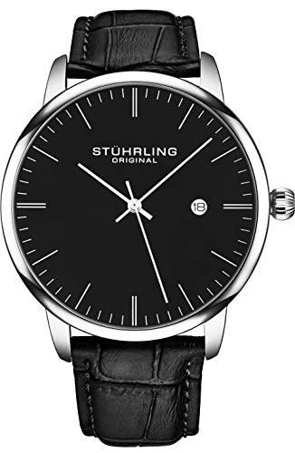 You are currently viewing Stuhrling Original Mens Watch Calfskin Leather Strap – Dress + Casual Design – Analog Watch Dial with Date, 3997Z Watches for Men Collection (Black Silver)