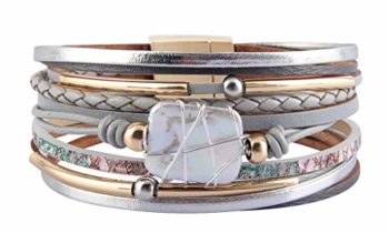 Read more about the article AZORA Womens Leather Cuff Bracelet Baroque Pearl Wrap Bracelets Gorgeous Gold Tube Bangle Handmade Wristbands Jewelry Bohemian Gift for Women, Teen Girls, Mother