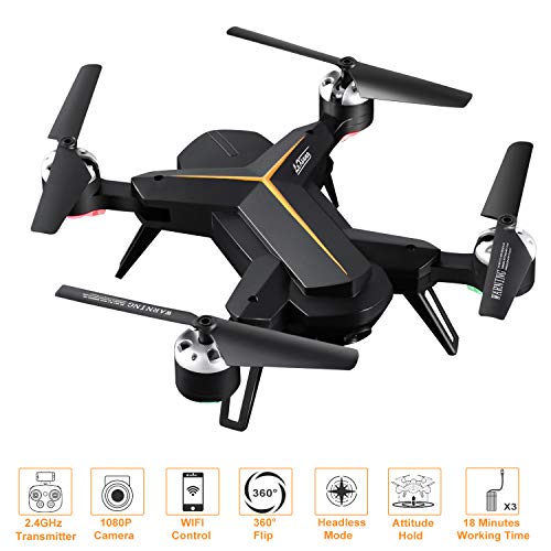 Read more about the article FPV Drone with Camera 1080P HD with Headless Mode Altitude Hold 3D Flip One Key Take Off/Landing/Return Voice Control 2.4Ghz 4-Axis RC Quadcopter for Kids Adults Beginners 18 Mins Long Flight Time