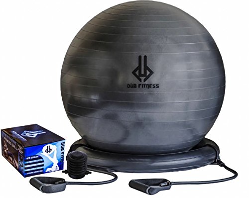 Read more about the article Dub Fitness,1500 lbs, Strength Exercise Stability Ball w Pump Home Gym Fitness 65 centimeters,  Balance Ball With Stability Base, Resistance Bands, Ideal for Chair, Physio, Yoga, Pilates Men and Women