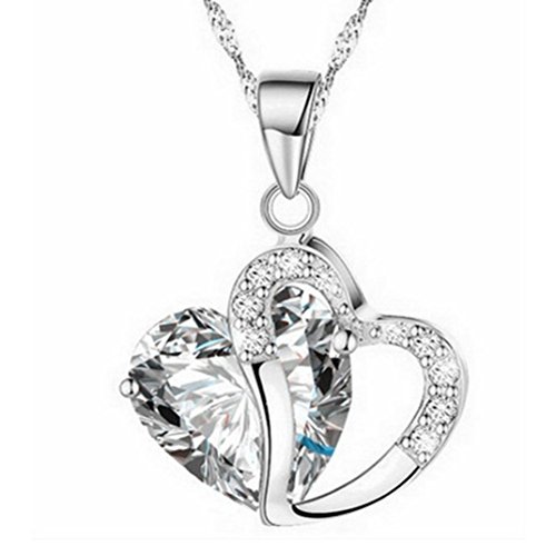 You are currently viewing Rhinestone Pendant Necklace,Han Shi Hot Sale Luxury Women Heart Crystal Silver Chain Jewelry (H, L)