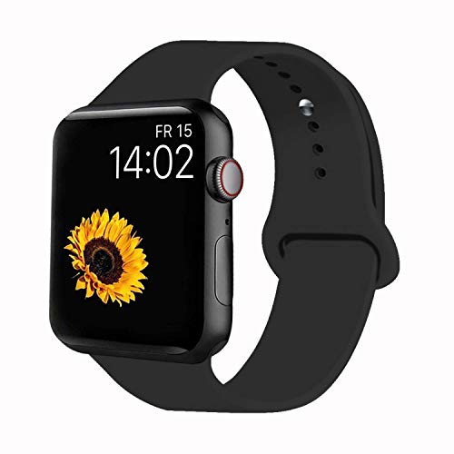 Read more about the article VATI Sport Band Compatible for Apple Watch Band 38mm 40mm, Soft Silicone Sport Strap Replacement Bands Compatible with 2019 Apple Watch Series 5, iWatch 4/3/2/1, 38MM 40MM S/M (Black)
