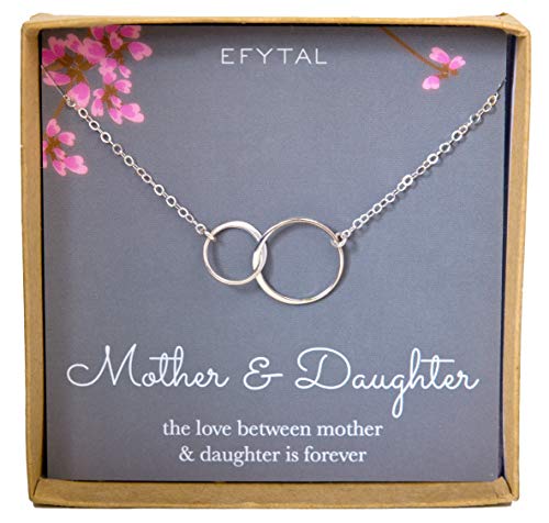 Read more about the article EFYTAL Mother Daughter Necklace – Sterling Silver Two Interlocking Infinity Double Circles, Mothers Day Jewelry Birthday Gift