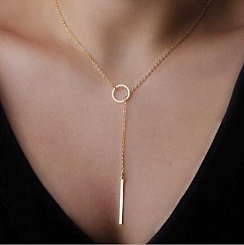 You are currently viewing Aukmla Gold Y Lariat Chain Circle Bar Necklace Jewelry Choker for Women and Girls (Gold)