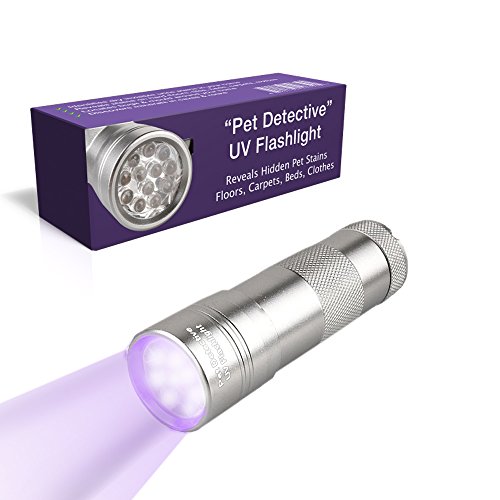 Read more about the article Pet Detective Best UV Flashlight LED Ultraviolet Black Light Reveals Hidden Dog and Cat Urine Stains the light is Solid, Powerful Yet Small