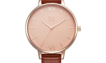 Read more about the article SK Women Watches Leather Band Luxury Quartz Watches Girls Ladies Wristwatch Relogio Feminino (Brown)