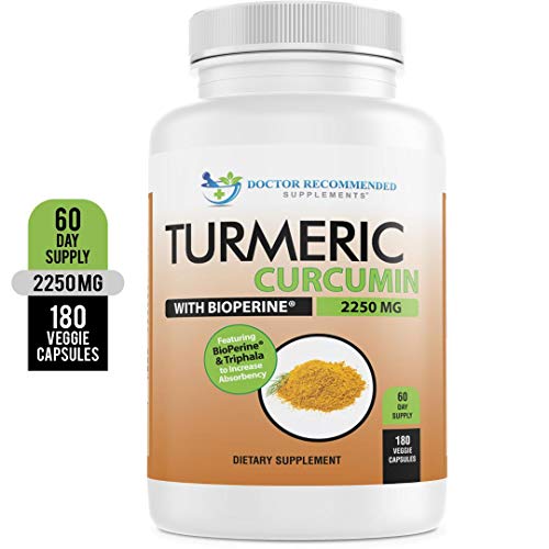Read more about the article Turmeric Curcumin – 2250mg/d – 180 Veggie Caps – 95% Curcuminoids with Black Pepper Extract (Piperine) – 750mg Capsules – 100% Organic – Most Powerful Turmeric Supplement – with Triphala