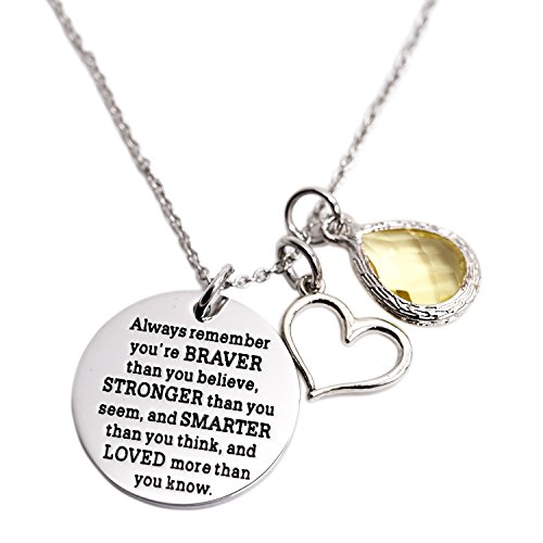Read more about the article You Are Braver Than You Believe Awareness Necklace Birthstone Graduation Gift Best Friend Encouragement Gifts …