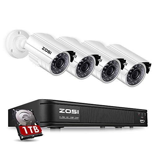 You are currently viewing ZOSI 720p Security Camera System for Home, Security DVR 8 Channel with Hard Drive 1TB and 4 x (1280TVL) 720p Surveillance Camera Outdoor/Indoor, Customizable Record Modes and Motion Detection