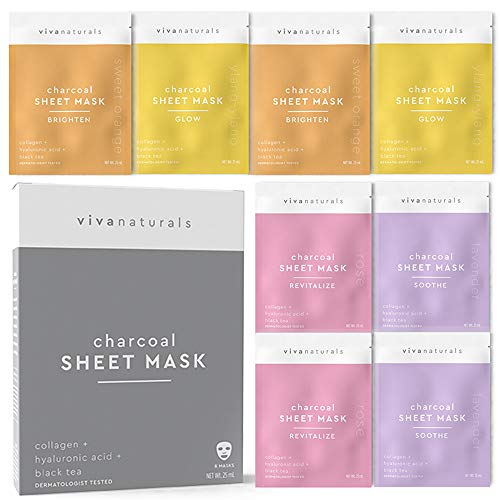 You are currently viewing Face Mask for Korean Skincare – Sheet Mask for Detoxifying, Cleansing, Moisturizing and Brightening Skin | Dermatologist Tested Charcoal Face Mask with Collagen & Hyaluronic Acid for Soft Skin, 8 Pack