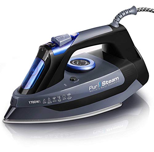 Read more about the article Professional Grade 1700W Steam Iron for Clothes with Rapid Even Heat Scratch Resistant Stainless Steel Sole Plate, True Position Axial Aligned Steam Holes, Self-Cleaning Function