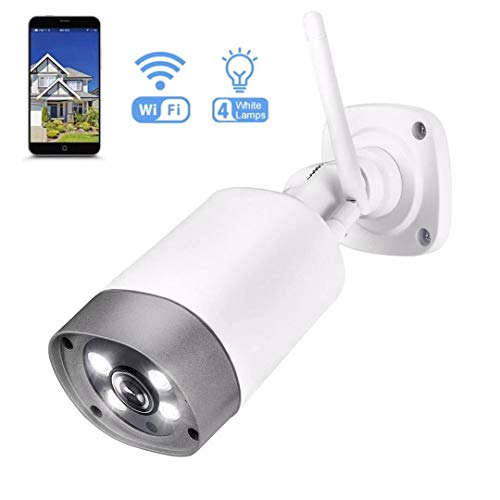 Read more about the article Outdoor Security Camera, Wireless IP66 Waterproof 1080p IP Cam 2.4G Night Vision Surveillance System with 4 Lamps, Two-Way Audio, Motion Detection, Activity Alert, Deterrent Alarm – iOS, Android App