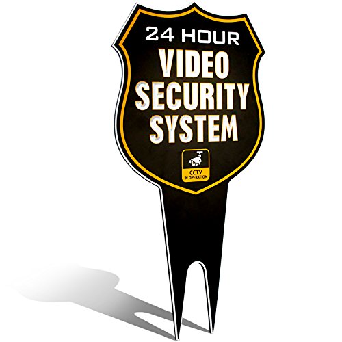 You are currently viewing Ultra Reflective Warning 24 Hour Video Surveillance Security Camera System in Operation Metal Yard Sign | Stylish Laser Cut SHIELD Design | Heavy Duty 1/8″ Thick DiBond Aluminum (Reflective)