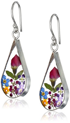 You are currently viewing Sterling Silver Multi Pressed Flower Teardrop Earrings