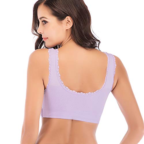 You are currently viewing YEYELE Sports Bras for Women Lace Front Cross Side Buckle and Removable Pad Tank Top Yoga Sports Bra(L,Light Purple)