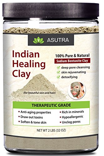 You are currently viewing ASUTRA 100% Pure Sodium Bentonite Indian Healing Clay, THERAPEUTIC GRADE, Natural & Safe, Revitalize Skin & Hair, Combat Acne, Clay Face Mask, Deep Pore Cleansing, 2 lbs