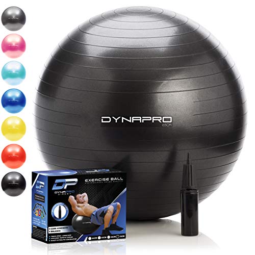 You are currently viewing DYNAPRO Exercise Ball – 2,000 lbs Stability Ball – Professional Grade – Anti Burst Exercise Equipment for Home, Balance, Gym, Core Strength, Yoga, Fitness, Desk Chairs (Black, 75 Centimeters)