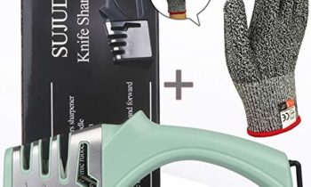 Read more about the article Knife and Scissor Sharpeners, Scissor Sharpening Tool, 4 Stages Knife Sharpener with Diamond, Ceramic, Tungsten, with Hanging Ring (Blue(with Glove))