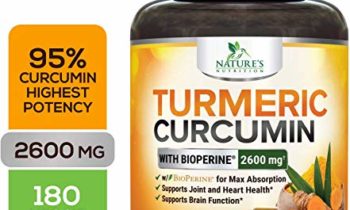 Read more about the article Turmeric Curcumin Highest Potency 95% Curcuminoids 2600mg with Bioperine Black Pepper for Best Absorption, Made in USA, Best Vegan Joint Pain Relief, Nature’s Nutrition Turmeric Pills – 180 Capsules