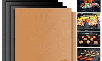 Read more about the article Grill Mat Non Stick BBQ Copper Magic Bake Mat Set of 5 Reusable Easy to Clean PTFE Teflon Fiber Grill Roast Sheets for Gas, Charcoal, Electric Outdoor Indoor Grilling Dishwasher Safe (Gold and Black)