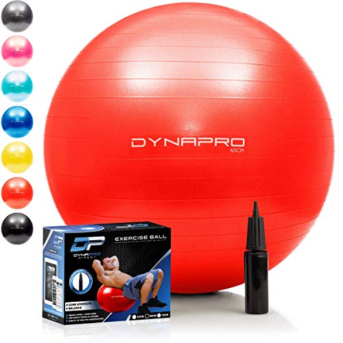 You are currently viewing DYNAPRO Exercise Ball – 2,000 lbs Stability Ball – Professional Grade – Anti Burst Exercise Equipment for Home, Balance, Gym, Core Strength, Yoga, Fitness, Desk Chairs (Red, 65 Centimeters)