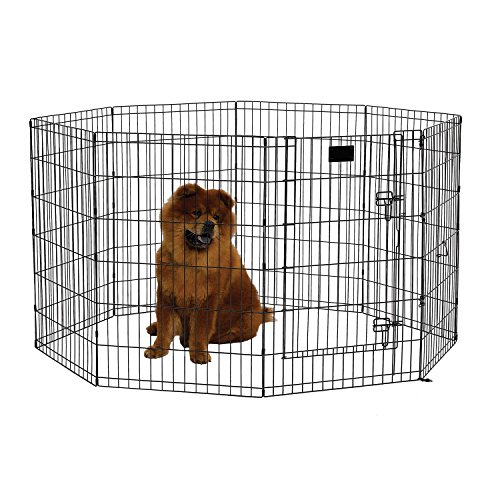 Read more about the article MidWest Foldable Metal Exercise Pen / Pet Playpen. Black w/ door, 24″W x 36″H