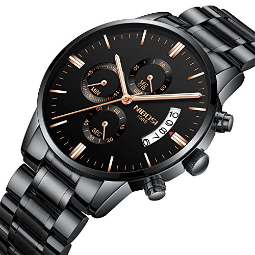 Read more about the article NIBOSI Men’s Watches Sports Luxury Chronograph Waterproof Military Quartz Wristwatches For Men Rose Gold Hands Black Color 2309-QHMDgd