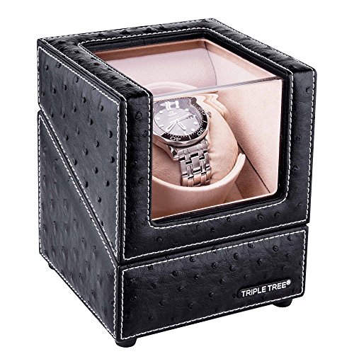 You are currently viewing Single Watch Winder Newly Upgraded, with Flexible Plush Pillow, in Wood Shell and Black Leather, Japanese Motor, 4 Rotation Mode Setting, Fit Lady and Man Automatic Watch…