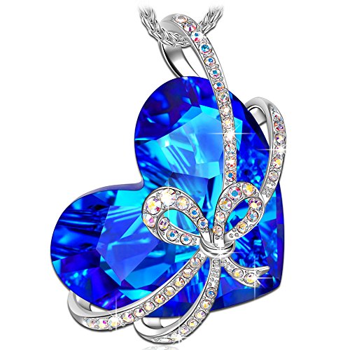 Read more about the article Qianse Women White Gold Plated with Crystal Heart of the Ocean Swarovski Pendant