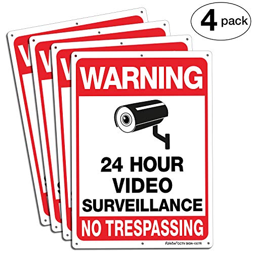 You are currently viewing Faittoo 4-Pack Video Surveillance Sign, No Trespassing Metal Reflective Warning Sign, 10″x 7″ 0.40 Aluminum Indoor Or Outdoor Use for Home Business CCTV Security Camera,UV Protected & Waterproof